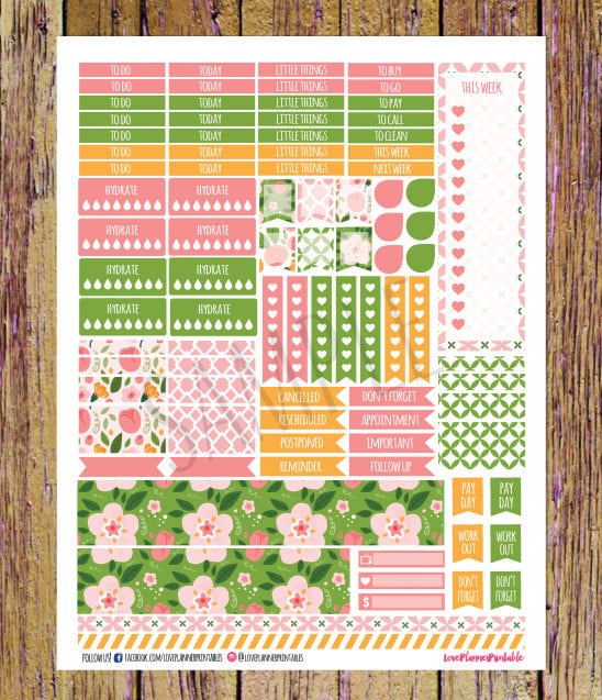 Sweet Garden Floral Digital Printable Planner Stickers Weekly Stickers ...