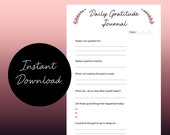 Printable Daily Gratitude Journal Page, gratitude diary page, instant download.