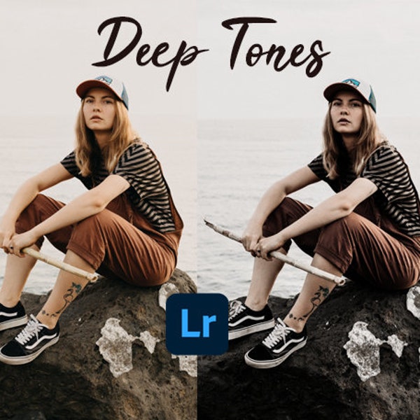 Set of 5 deep tone lightroom presets for desktop and mobile, dark tone lightroom presets.