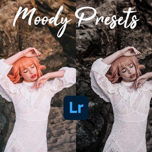 5 Lightroom moody presets for desktop and mobile, dark and moody presets collection.