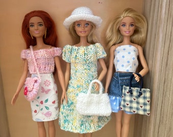 Hand made Barbie clothes. Four sets to choose from.