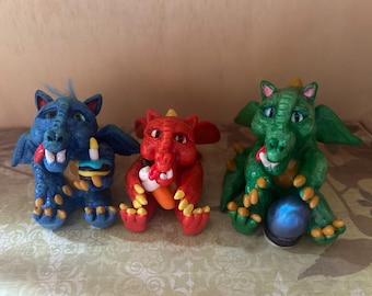 OOAK polymer clay dragons - fantasy figure