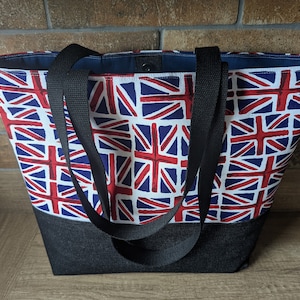 Drapeaux Union Jack et sac en denim faits main. Cadeau idéal pour un anniversaire ou Noël. image 1