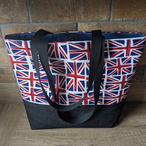 Drapeaux Union Jack et sac en denim faits main. Cadeau idéal pour un anniversaire ou Noël. image 5