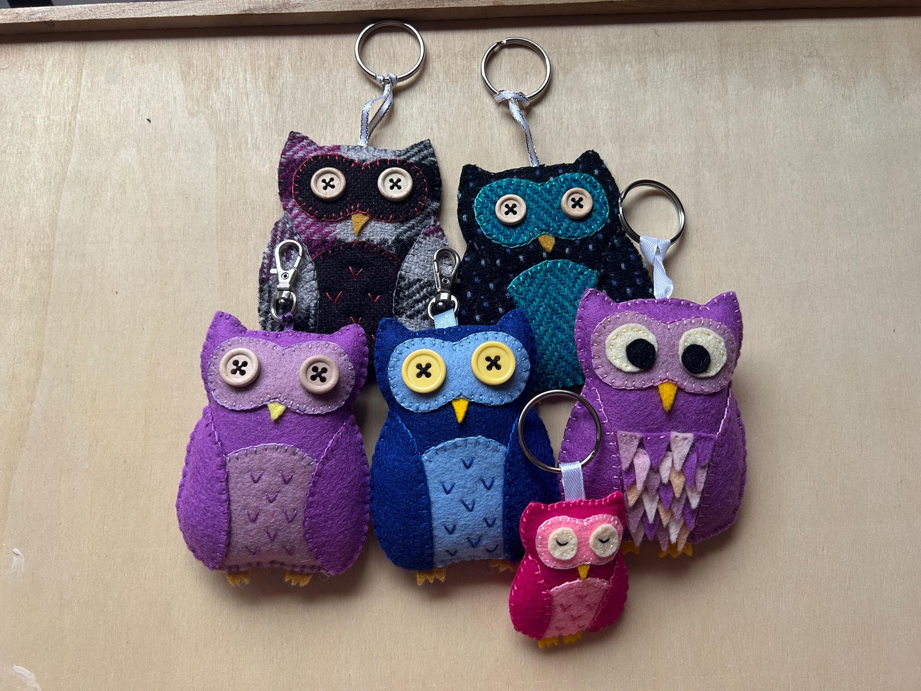 Hand made felt owl key ring / bag charm. Thank you teacher gift.