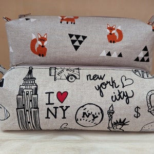 KIT - Make your own pencil case. Three fabrics available. For various sewing levels. Step by step instructions with colour photos.