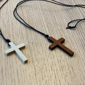 Simple Wood Cross Necklace image 1