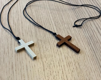 Simple Wood Cross Necklace