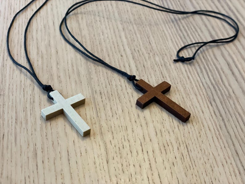 Simple Wood Cross Necklace image 1
