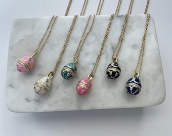 18k Gold Russian Orthodox Pasxa Pascha Easter Egg Necklace: Stainless Steel Christian Godchild Gift