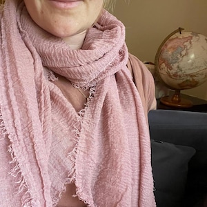 Soft Crinkle Gauze Scarf: Lightweight Crinkle Shawl, Head Covering (70”x35”)