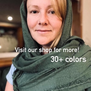 Orthodox Head Covering, Soft Gauze Crinkle Scarf: Lightweight Crinkle Neck Tie, Shawl (35”x35”) afbeelding 13
