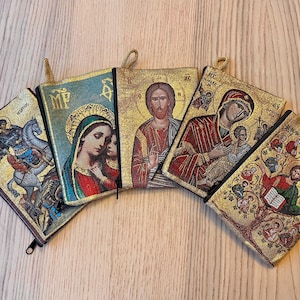 Christian Orthodox Icon Purse: Prayer Rope, Rosary, Makeup Bag (4”x6”)