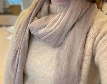 Khaki Tan Light Beige | Orthodox Head Covering | Soft Gauze Scarf: Lightweight Crinkle Shawl