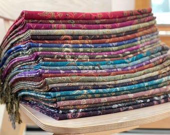Pashmina Scarf in 20+ Colors, Shawl, Paisley Flower Wrap, Gift for her