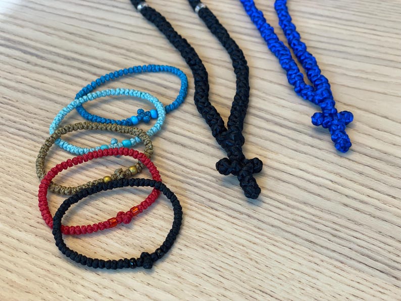 Komboskini / Chotki Orthodox Prayer Rope Bracelets 55 knot | 100 knot ropes - 20+ colors image 2