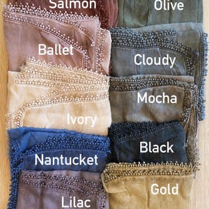 Choose Your Colors | Cotton Blend Orthodox Head Covering | Soft Faded Lace Trimmed Scarf: Lightweight Shawl image 3