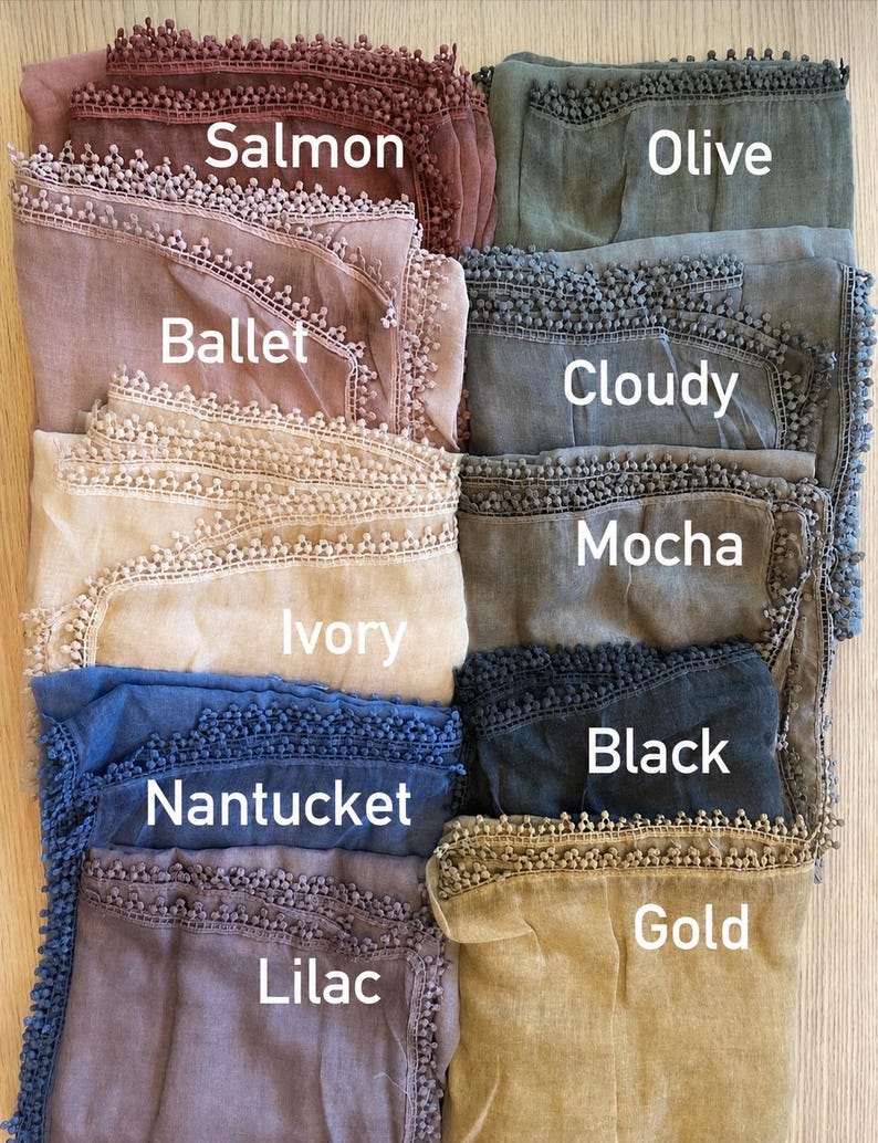 Choose Your Colors | Cotton Blend Orthodox Head Covering | Soft Faded Lace Trimmed Scarf: Lightweight Shawl image 3
