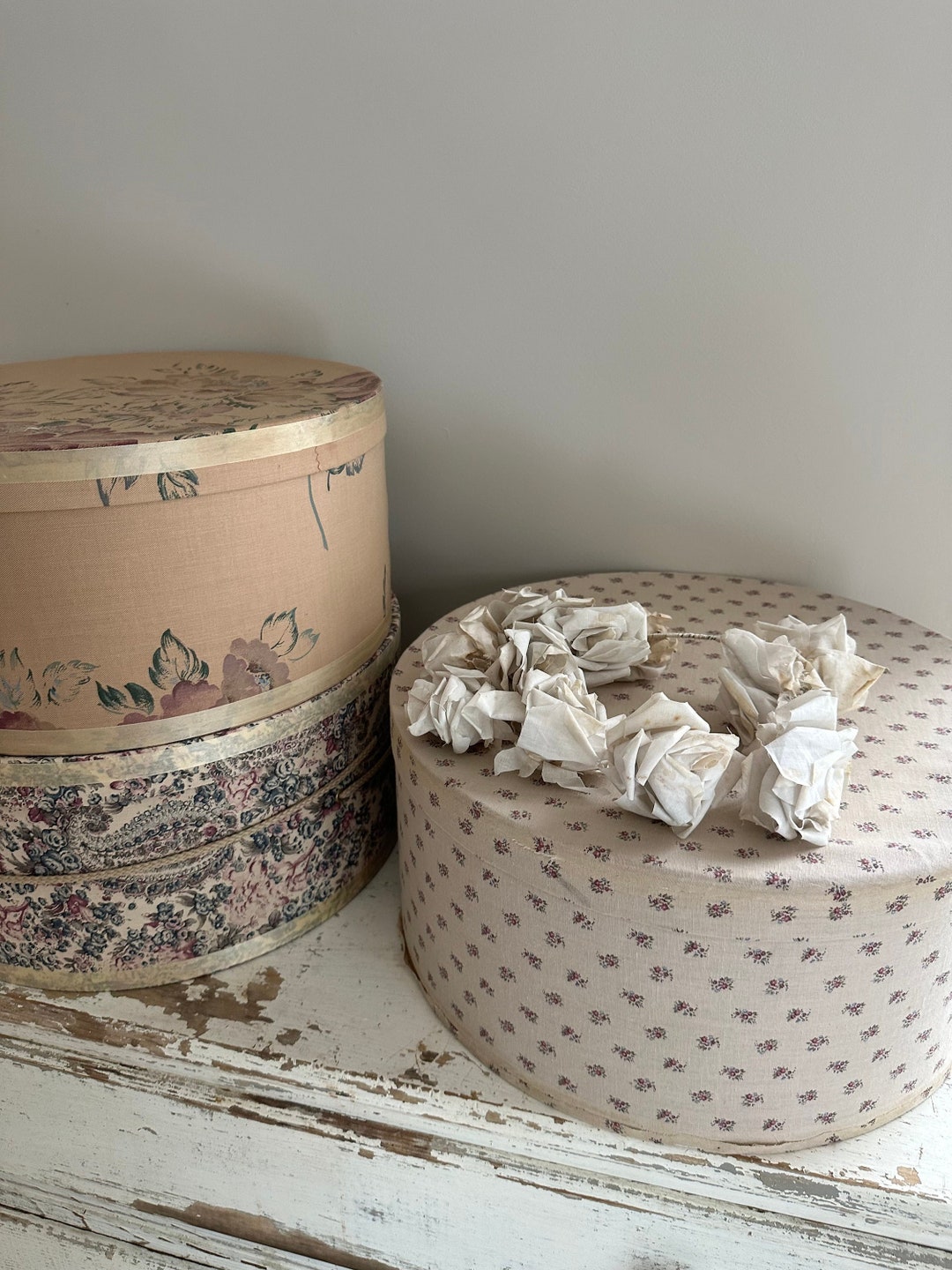 Hat Box's Vintage Set of 3 French Floral Nesting Hat Boxes Etsy