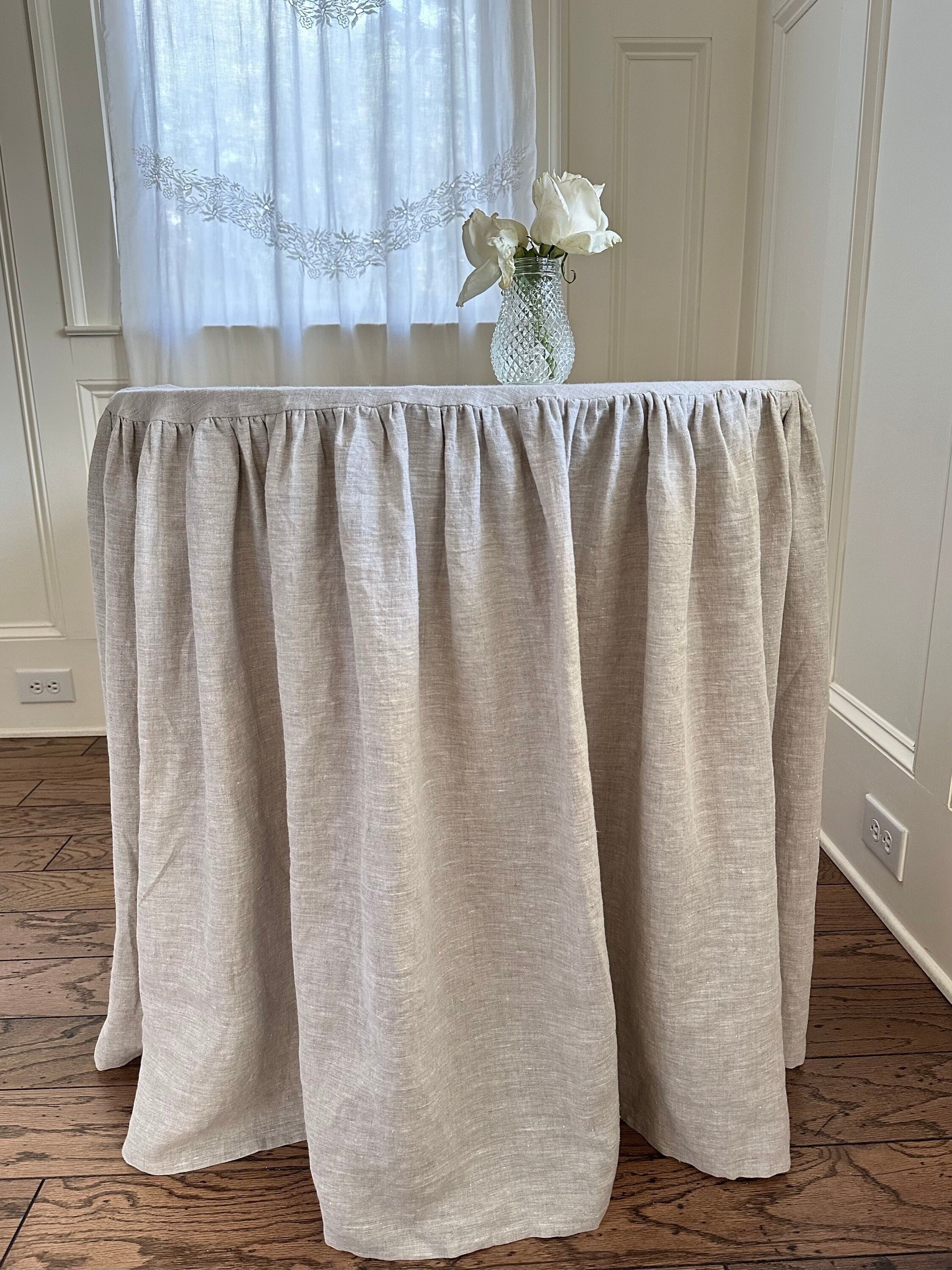  BLUEKATE Grey Silver Table Skirt. 9ft Table Skirt with