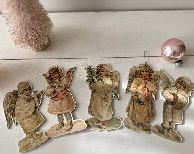 Paper Doll Ornament Set Victorian Angels Thick Cardboard Dolls Etsy