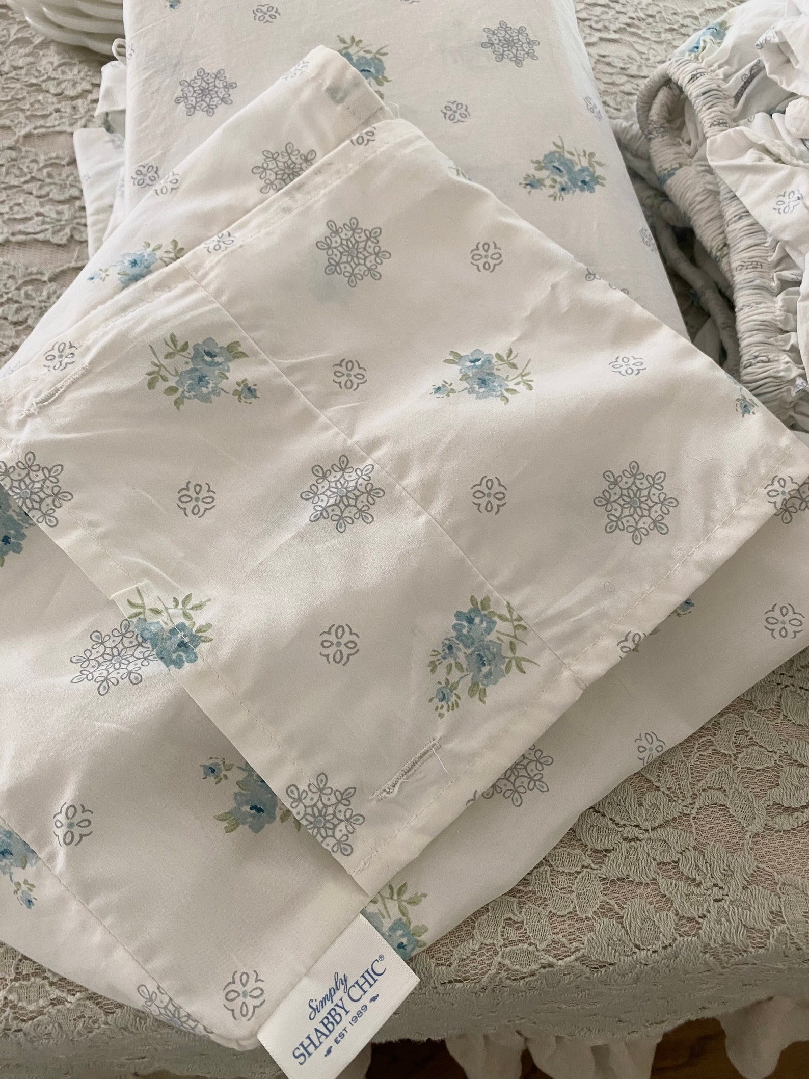 Simply Shabby Chic Queen Sheet Set Blue Rose Medallion on Etsy