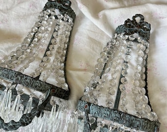 Sconces Barbola Set of 2 Crystal French Empire Metal Beautiful Rare