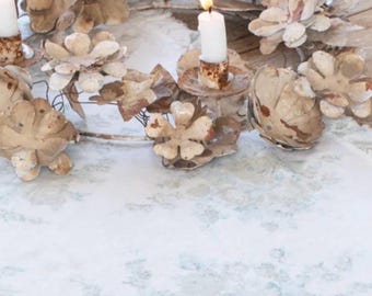 Rachel Ashwell Floral large Tole Candle Wreath Photo Prop Vintage wreath decor