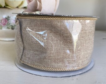 Linen Burlap Ribbon Wired 20 yards