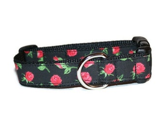 Rose dog collar,red rose dog collar,dog collar,handmade dog collar,roses,girl dog collar,boy dog collar,flower dog collar,fabric dog collar