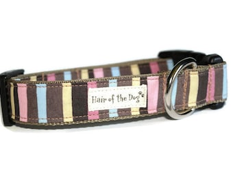 Cotton Candy Colored Stripe DoG Collar,striped dog collar,handmade dog collar,pink dog collar,girl dog collar,fun dog collar,cute dog collar