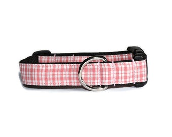 Pretty in Pink Plaid dog collar,plaid dog collar,pink dog collar,girl dog collar, hairofthedogcollars,pink plald dog collar,cute dog collar