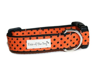 Halloween Polka Dot Dog Collar,Halloween,Halloween dog collar,fun dog collar,cute dog collar,orange dog collar,polka dot dog collar