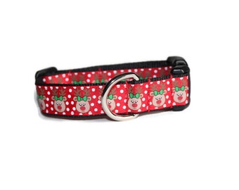 Holiday Reindeer Dog Collar,Christmas dog collar,reindeer,boy dog collar,fun dog collar,girl dog collar,holiday dog collar,cute dog collar