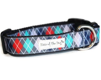 Argyle Pattern DoG Collar,handmade dog collar,blue dog collar,boy dog collar,cute dog collar,fun dog collar,hairofthedogcollars,dog collar