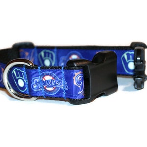 Milwaukee Brewers inspired DoG Collar,MLB dog collar,Brewers dog collar,Blue dog collar,Milwaukee Brewers,handmade dog collar,fun dog collar image 3