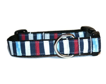 Coastal Stripe dog collar,dog collar, nautical dog collar,striped dog collar,boy dog collar,girl dog collar,handmade dog collar,dog couture