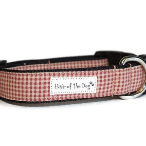 Red and Tan Check DoG Collar,handmade dog collar,red dog collar,plaid dog collar,checked dog collar,girl dog collar,boy dog collar,dogcollar
