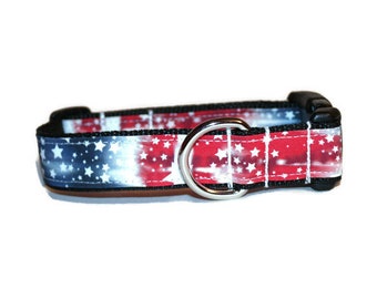 Starry Red,White and Blue dog collar,dog collar,Patriotic dog collar,Independence Day dog collar,July 4th dog collar,summer dog collar