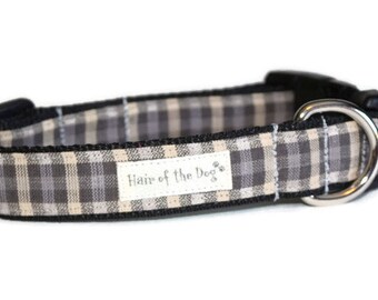 Grandpa's Flannel Shirt DoG Collar,handmade dog collar,plaid dog collar,blue dog collar,fun dog collar,cute dog collar,hairofthedogcollars