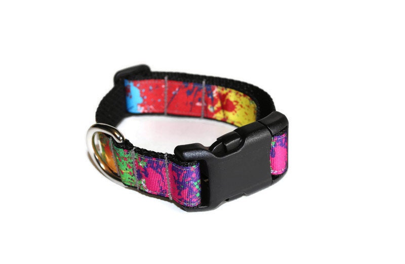 Colorful Splotches Dog Collardog Collarboy Dog Collargirl Etsy