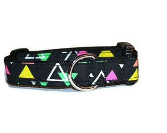 Neon Triangles dog collar,fun dog collar,boy dog collar,girl dog collar,dog lover,handmade dog collar,colorful dog collar,dog fashion