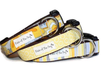 Hair of the Dog Collars- Sunshine Collection,handmade dog collar,yellow dog collar,striped dog collar,fun dog collar,cute dog collar