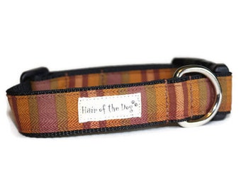 Cozy Autumn Striped DoG Collar,dog collar,striped dog collar,orange dog collar,colorful dog collar,fall dog collar