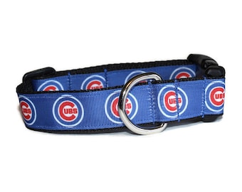 Chicago Cubs inspired DoG Collar,dog collar,chicago,blue dog collar,cubby dog collar,MLB dog collar,fun dog collar,baseball, cubs
