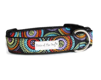 Colorful Doodle Circle DoG Collar,handmade dog collar,colorful dog collar,girl dog collar,boy dog collar,fun dog collar,cute dog collar
