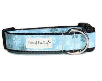 Blue Glitter Snowflake dog collar,Christmas dog collar,Holiday dog collar,winter dog collar,boy dog collar,girl dog collar,cute dog collar