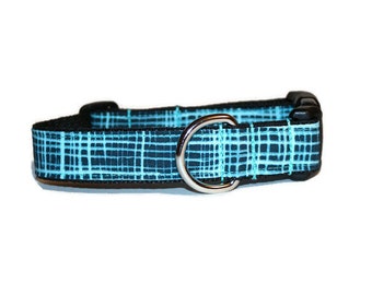 Turquoise Sketchy Stripe dog collar,dog collar,turquoise dog collar,striped dog collar,boy dog collar,girl dog collar,colorful dog collar