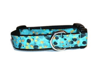 Marker Dots dog collar,dog collar,handmade dog collar,spotted dog collar,blue dog collar,boy dog collar,girl dog collar,fun dog collar