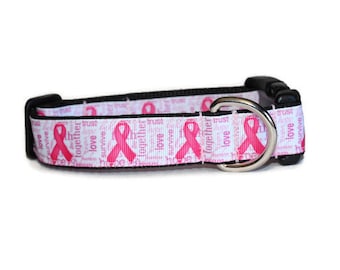 Pink Ribbon DoG Collar,Breast Cancer Awareness,pink dog collar,dog collar,handmade dog collar,pink ribbon dog collar,awareness dog collar